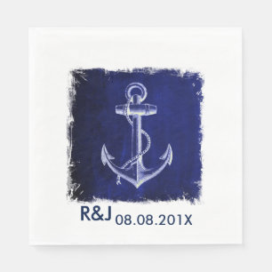 rustieke marine blauw anker nautische bruiloft gun servetten