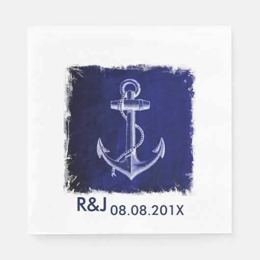 rustieke marine blauw anker nautische bruiloft gun servetten (Voorkant)