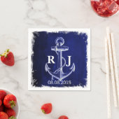 rustieke marine blauw anker nautische bruiloft servetten (Insitu)