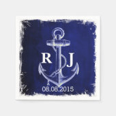 rustieke marine blauw anker nautische bruiloft servetten (Voorkant)