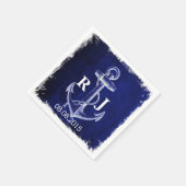 rustieke marine blauw anker nautische bruiloft servetten (Hoek)