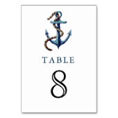 Rustieke Marine Blauw Anker Touw Nautische Huwelij Kaart (Voorkant)