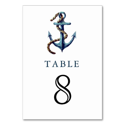 Rustieke Marine Blauw Anker Touw Nautische Huwelij Kaart (Voorkant)