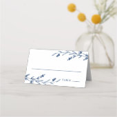 Rustieke Marine Blauw Bloemen Wildbloem Bruiloft Plaatskaartje (Voorkant)