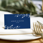 Rustieke Marine Blauw Bloemen Wildbloem Bruiloft Plaatskaartje