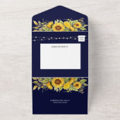 Rustieke marine blauw en zonnebloem bruiloft all in one uitnodiging (Buitenkant)