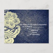 rustieke marine blauw jute kant land bruiloft RSVP Uitnodiging Briefkaart (Achterkant)