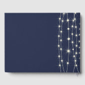 Rustieke Marine Blauw & String Lights Bruiloft Dag Gastenboek (Achterkant)