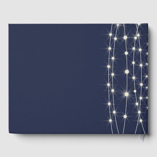 Rustieke Marine Blauw & String Lights Bruiloft Dag Gastenboek (Achterkant)