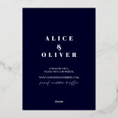 Rustieke marine blauwe bomen berg opslaan de datum folie uitnodiging (Achterkant)