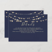 Rustieke Marine Blauwe Bruiloft Details Informatiekaartje (Voorkant / Achterkant)