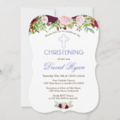 Rustieke Marine Blauwe Marsala Bloemendoop Kaart (Voorkant)