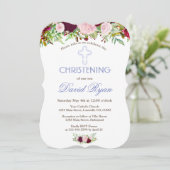 Rustieke Marine Blauwe Marsala Bloemendoop Kaart (Staand voorkant)