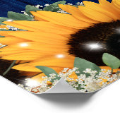 Rustieke Marine Blauwe Schuur Hout Kant Trouwbord Poster (Hoek)