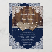 Rustieke Marine Blauwe Schuur Houten Burlap Kant B Kaart (Voorkant / Achterkant)