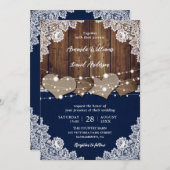 Rustieke Marine Blauwe Schuur Houten Burlap Kant B Kaart (Voorkant / Achterkant)