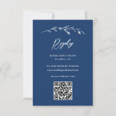 Rustieke Marine Blauwe Wildbloem QR Code Online Br RSVP Kaartje (Voorkant)