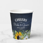 Rustieke Marine Blauwe Zonnebloem|Daisy Papieren Bekers (Voorkant)