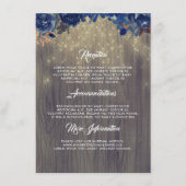 Rustieke Marine Bloemen Bruiloft Informatie Gast Informatiekaartje (Voorkant)