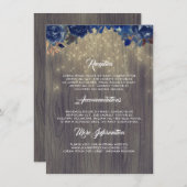 Rustieke Marine Bloemen Bruiloft Informatie Gast Informatiekaartje (Voorkant / Achterkant)