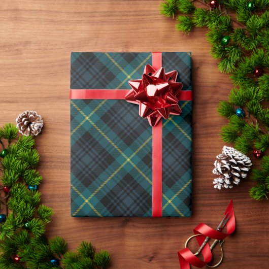 Rustieke Marine en Green Black Watch Plaid Vakanti Cadeaupapier (Feestdagen Geschenken)