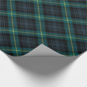 Rustieke Marine en Green Black Watch Plaid Vakanti Cadeaupapier (Hoek)