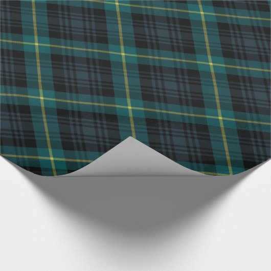 Rustieke Marine en Green Black Watch Plaid Vakanti Cadeaupapier (Hoek)