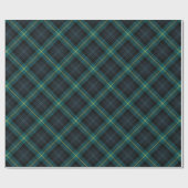 Rustieke Marine en Green Black Watch Plaid Vakanti Cadeaupapier (Vlak)