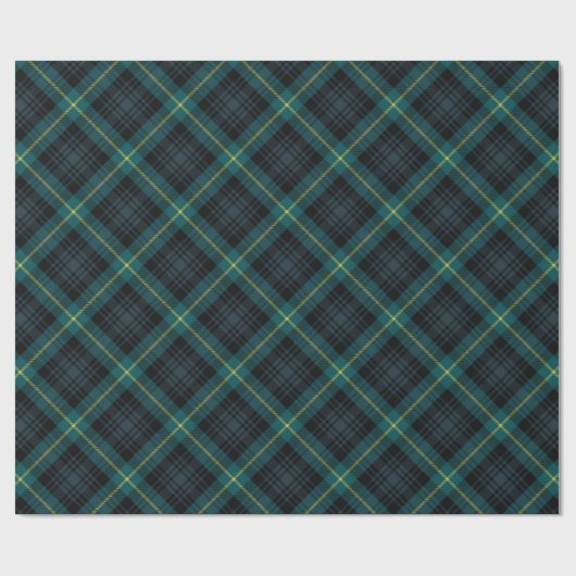 Rustieke Marine en Green Black Watch Plaid Vakanti Cadeaupapier (Vlak)