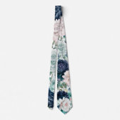 Rustieke marine en Jade Peony bruidskamer Stropdas (Achterkant)