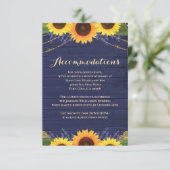 Rustieke Marine Hout Zonnebloem Bruiloft Accommoda Informatiekaartje (Staand voorkant)