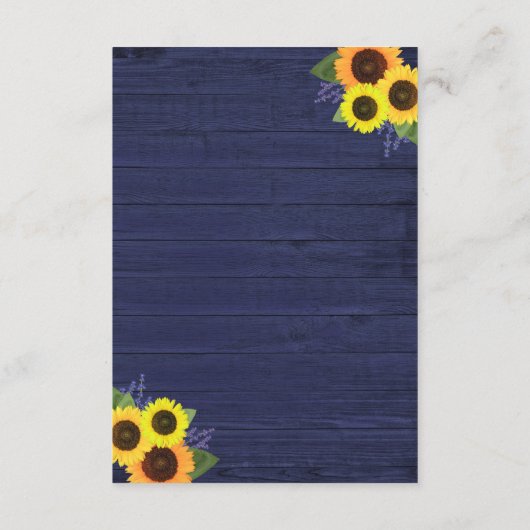 Rustieke Marine Hout Zonnebloem Bruiloft Accommoda Informatiekaartje (Achterkant)
