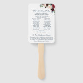 Rustieke Marine Marsala Bloem Trouwprogramma Fans Handwaaier (Achterkant)