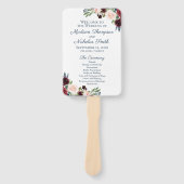 Rustieke Marine Marsala Bloem Trouwprogramma Fans Handwaaier (Voorkant)