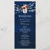 Rustieke Marine Trouwprogramma met Lichten Programmakaart (Voorkant)