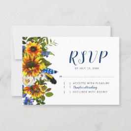 Rustieke Marine Zonnebloem Boho Wedding RSVP