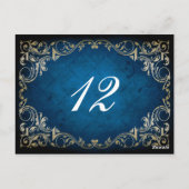 Rustieke "marineblauwe" trouwtafel zitkaart briefkaart (Achterkant)