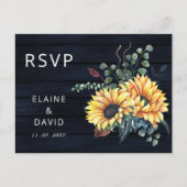 Rustieke Marineschuur Hout Land Zonnebloemen RSVP Uitnodiging Briefkaart (Voorkant)