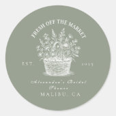 Rustieke Market Garden Douche Ronde Sticker (Voorkant)