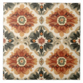 Rustieke Marokkaanse Sunburst – Terracotta & Crème Tegeltje (Voorkant)
