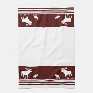 Rustieke maroon eland patroon keukenhanddoek