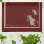 Rustieke maroon elanden wervelende keukenhanddoek (Gevouwen)