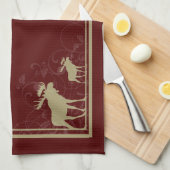 Rustieke maroon elanden wervelende keukenhanddoek (Quarter Fold)