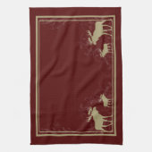 Rustieke maroon elanden wervelende keukenhanddoek (Verticaal)