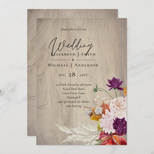 Rustieke Maroon Ginger Blush Bruiloft (Voorkant / Achterkant)