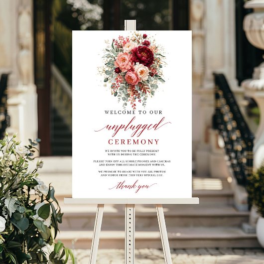 Rustieke Maroon Herfst Bloemstuk Ongestoorde Cerem Poster