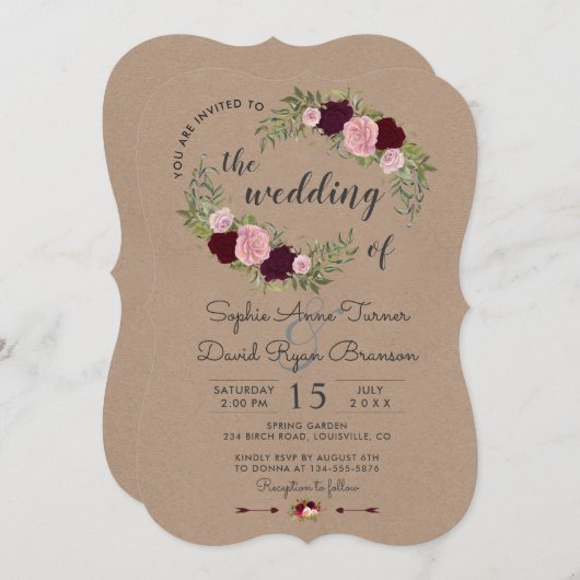 Rustieke Marsala Bloem Ambachtelijk Ambacht Papier Kaart (Voorkant / Achterkant)