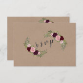 Rustieke Marsala Bloem Ambachtelijk Ambacht Papier RSVP Kaartje (Voorkant / Achterkant)