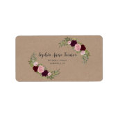 Rustieke Marsala Bloem Ambachtelijk Papier Huwelij Etiket (Voorkant)