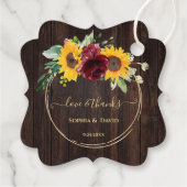 Rustieke Marsala Bloem Zonneschermen Houten Bruilo Bedankjes Labels (Achterkant)